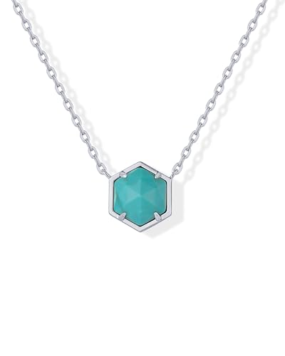 PAVOI Rhodium Plated Turquoise Gemstone Pendant...