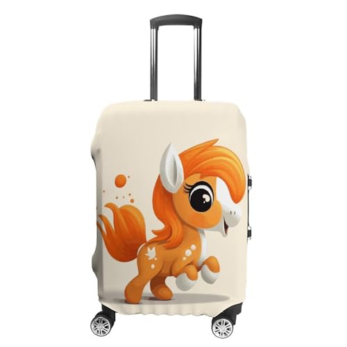 Carry on Luggage Cover Cute Orange Pony Suitcase Covers for Luggages Tsa Approved Travel Luggage Sleeve Protector Elastic Suitcase Protector Anti-Scratch Washable Fits 19-30 Inch Case -XL