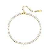 テニスアンクレット レディース キュービックジルコニア ゴールド 18金めっき ステンレス アレルギー対応 つけっぽなし 足首 アクセサリー