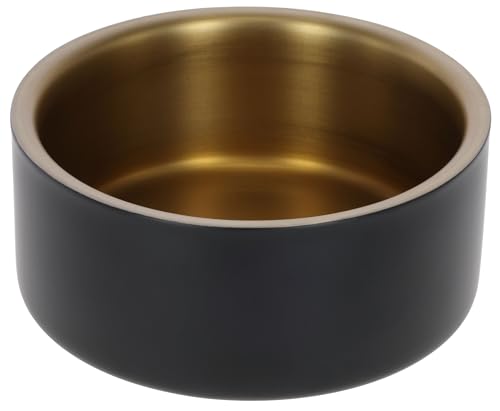 Kerbl Pet Ciotola in Acciaio Inox Golden, per Cani e Gatti, Acciaio Inossidabile, Regolazione della Temperatura, Antiscivolo, Lavabile in lavastoviglie, Nero, Oro,7.4 cm