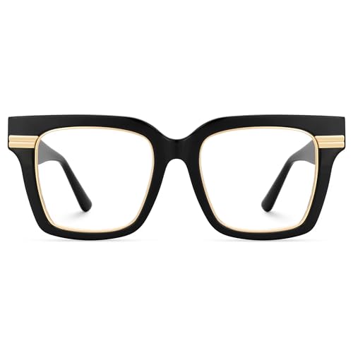 Image of Zeelool Square Blue Light Blocking Glasses for Women, Acetate Personality Fit Glasses Frame Eyegwear with Clear Lenses Taylor ZJGX799757-01B, Black