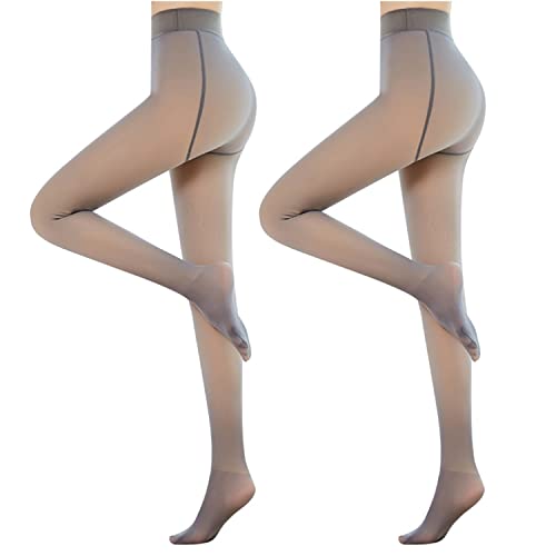 YLYDMY 2 Stück Thermo strumpfhose für Damen,Damen Strumpfhosen Plüschstrümpfe Perfekt Beine abnehmen Gefälschte durchscheinend Warm Fleece Pantyhose (2 Stück kaffee/220g) Cover