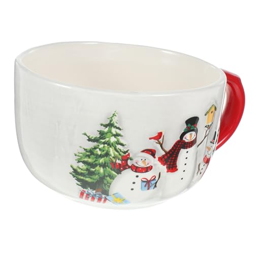FONDOTIN Tazza Natalizia in con Disegno Cartoon e Bocca Larga Coppa per Colazione Zuppa e Adatta per e Feste Natale