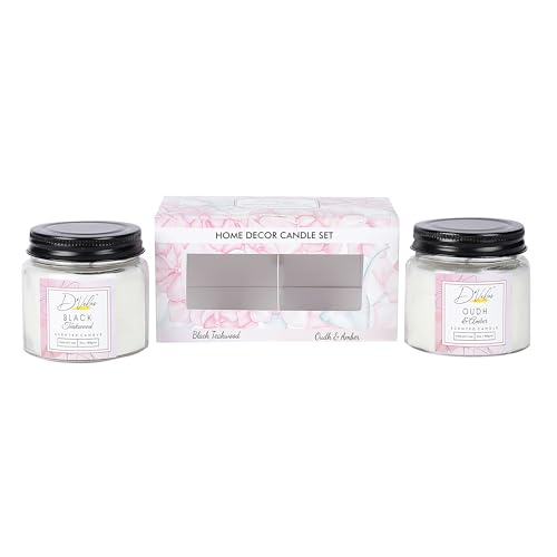 Image of D'Velas Scented Jar Candles Pack of 2 with Black Screw Lid I 2 Scented Candle for Gifting & Home Decor & Other OccasionsI Up to 15 Hours Burn Time