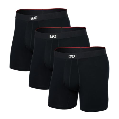 Saxx Vibe Xtra (3 Pack) Soft Comfort Boxer Brief 6" Men - Underwear Saxx - Black - SXPP3VX-BLK-L - Size: L