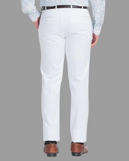 Image of VILLAIN Solid Mid-Rise Stretchable Men's Formal Trousers