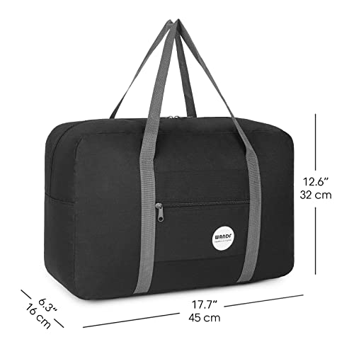 Handgepäck Tasche für Flugzeug Reisetasche Klein Faltbare Handgepäck Koffer 55x40x20cm / 45x36x20cm Sporttasche Krankenhaustasche Weekendertasche von WANDF (A - Schwarz)