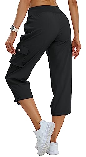 MoFiz Women's Cargo Capris Pants Loose Fit Casual Hiking Pants Lightweight Quick Dry Travel Summer Pants for Women2