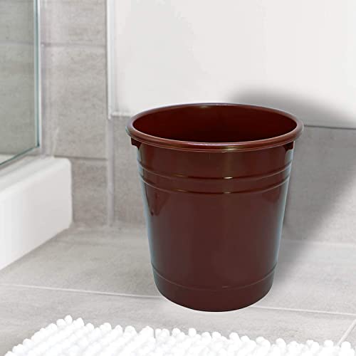 Image of Kuber Industries Plastic Dustbin|Portable Garbage Basket & Round Trash Can for Home,Kitchen,Office,College,5 Ltr.(Brown)