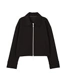 ［プロポーションボディドレッシング］襟付きジップカットジャケット【ブラック/Free Size】