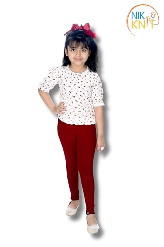 Image of NIK & KNIT Premium Stretchable Plain Leggings for Girls /Kids | Combo Bottom Wear (Top /T-Shirt NOT Included)