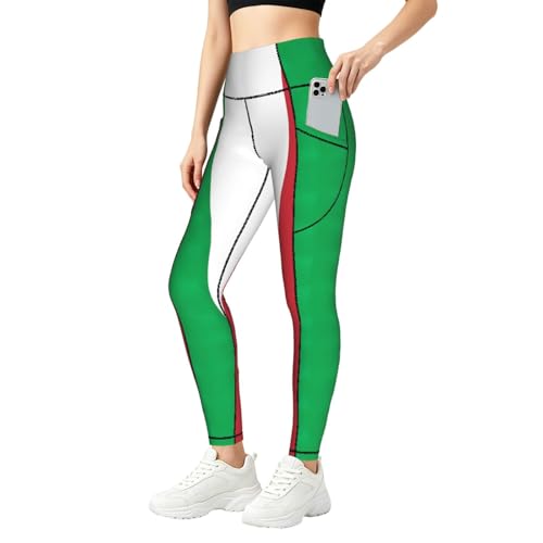 Leggings de gimnasio con bolsillos y cintura alta para yoga con estampado de bandera de Italia