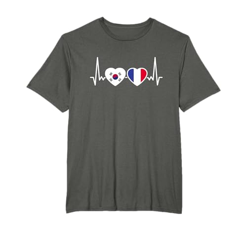 Corée du Sud France Drapeau Battement Coeur Français Corée T-Shirt