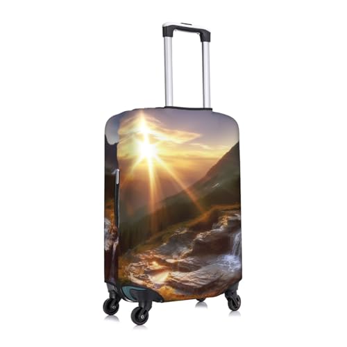 Travel Luggage Cover for Suitcase Tsa Approved, Washable Elastic Suitcase Protector, Mountain sunrise landscape Suitcase Cover Anti-scratch Baggage Cover Fits 22-24 Inch Luggage Sleeve X-Large3
