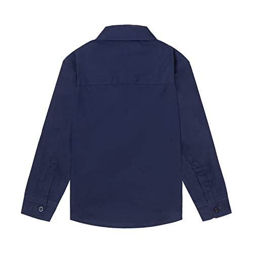 Image of LittleSpring Boys Button Down Long Sleeve Uniform Dress Shirts with Tie