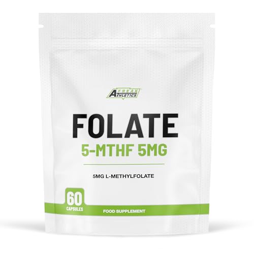 Freak Athletics Folate 5mg (L-Methylfolate) 60 Capsules 5-MTHF Active Form of Folic Acid/Vitamin B9 UK Made