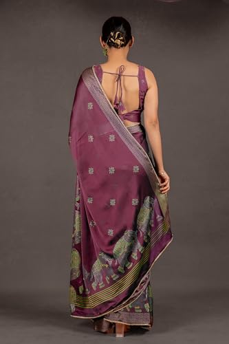 Image of MIRCHI FASHION Saree for Woman Chiffon Foil Work Floral Printed | Ethnic Sari for Function and Farewell with Unstitched Blouse Piece (Available in 15 Colors)