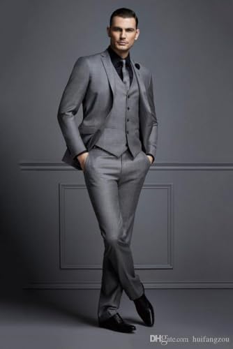 Men's Three Pieces Suit Single Breasted Button Jacket Vest Pants for Party Prom3
