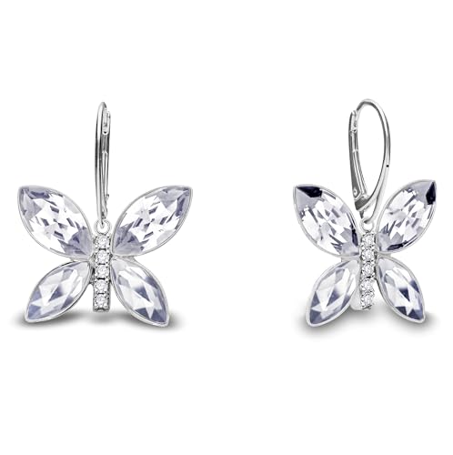 Boucles d'oreilles argent femme papillon en cristaux autrichiens