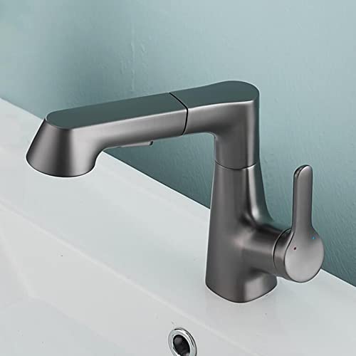 Robinet de lavabo extensible gris anti-éclaboussures pour vasque - 6