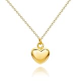 Orovi Collar Mujer Plata de Ley 925 Bañado en Oro 18 quilates con Colgante de Corazón Pulido 14x11.5mm Cadena de 45+3cm Cierre de Anillo de Resorte Fabricado en Italia, Entregado en Joyero
