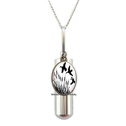 Waozshangu Duck Cremation URN Necklace Minimalist Ducky Cremation URN Necklace Dainty Animal Cremation URN Necklace BFF Friend Gift Silver harm Cremation URN Necklace, Duck Charmï¼ŒPU212