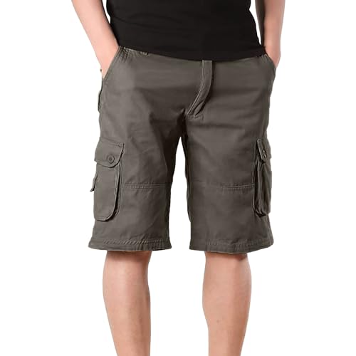 Pantalones cortos para hombre, informales, elásticos, tácticos, de senderismo, impermeables, de secado rápido, pantalones cortos de trabajo, senderismo, pesca, con bolsillos, Verde, Small