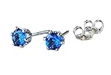 Ice Blue Topaz Gemstone Stud Earrings Sterling Silver - December Birthday - Gift for Women