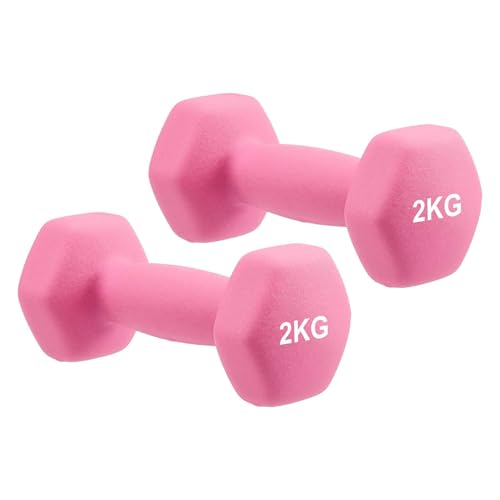 Image of AmazonBasics Neoprene Dumbbell 2 Kg, Set of 2 (Hot Pink)