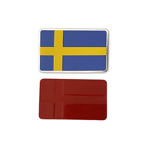 Image of Blue Yellow 8x5cm Swedish Sweden Flag Logo Car Sticker 3.15x1.97inch Aluminium Auto Body Emblem Badge Decal