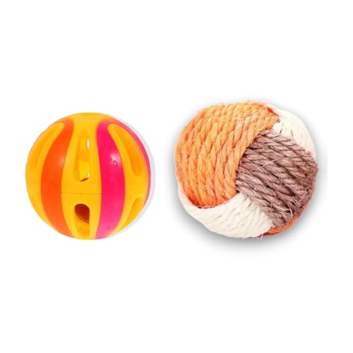 Kit Bola de Sisal mais Bola com Guizo Brinquedo para Gatos