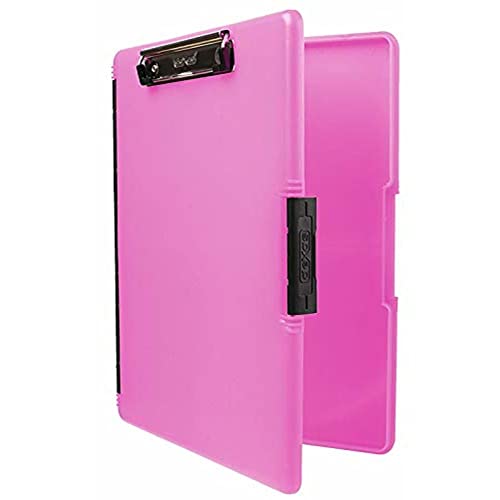 Dexas Slimcase 2 Plastic Clipboard with Storage and Side Opening, Neon Pink, Office Supplies Clipboards to Organize, Carry and Store, A4 Holder, Style and Functionality Nursing Clipboards
