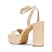 DREAM PAIRS Platform High Heels for Women Chunky Round Open Toe Ankle Strap Stylish Heeled Sandals for Party Prom Wedding,Size 8,Nude-Pu,SDHS2423W