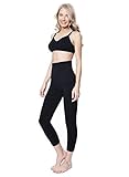 MOTHERS ESSENTIALS Postpartum High Waist Tummy Compression Control Slimming 3/4 Capri Leggings (Medium, Black)