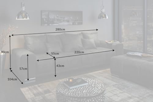 Riess Ambiente Extravagantes XXL Sofa ELEGANCIA 285cm grau inkl. Kissen Bigsofa Große Polstercouch Wohnlandschaft – Bild 4