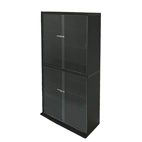 地球家具 コレクションラック DIO ディオ 引き戸 幅90cm ワイド ハイタイプ本体 鍵付 コレクションケースフィギュアラック ガラスケース ディスプレイケース(引戸本体)(高さ164cm 奥行28cm) ブラック) ※LED、背面ミラーは別売
