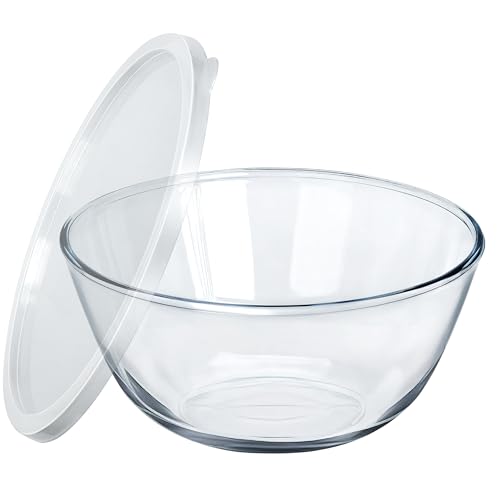 OZY Large Glass Bowl for Sourdough Bread Making,4.9 Quart Glass Mixing Bowl for Sourdough Bread with Lid,Large Glas Salad Bowl,Kitchen Salad Bread Storage