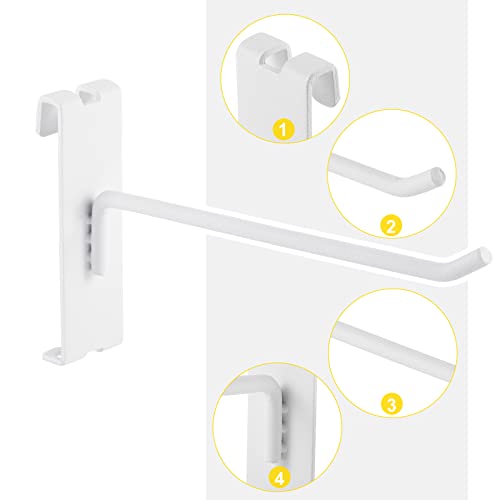 Polmart 6" Heavy Duty White Gridwall Panel Hooks, Pack Of 96 #TOP1