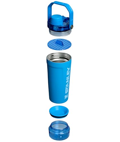 Image of STANLEY Vitalize Shaker Bottle 20 oz | Leakproof Insulated Stainless Steel Shaker Cup | Base Storage and Twist On Fast Flow Lid | Protein Shakes and Pre Workout Powder | BPA-Free | Azure