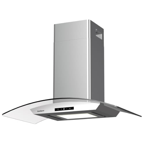 Corbero   Campana Extractora Horizontal 90cm | FUJI975XGLASS | 720.2 m3/h| 67db| 235W | 4 Velocidades | Control Touch| Panel LED| Filtro Aluminio + Filtro Carbón | Acero Inoxidable Cristal