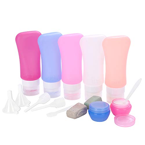 Travel Bottles, Rlloy 3 oz TSA Approved 16 Pack Travel Size Silicone Leak Proof Squeezable Travel Bottle Sets Refillable Travel Cosmetic Toiletry Containers Set for Shampoo Conditioner Lotion