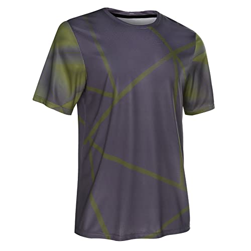 Wisdom Leaves Mens Mountain Bike Jerseys Short Sleeve MTB Cycling Jersey BMX Downhill Motocross T-Shirt Quick Drying (line Grey)