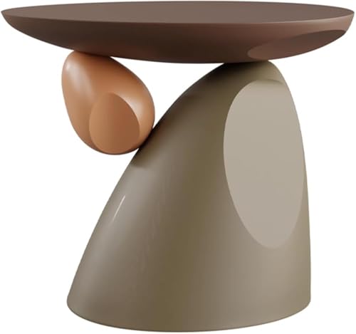 Mesas de centro redondas modernas – Diseño minimalista de mediados de siglo, plástico ligero, no necesita montaje – Ideal para sala de estar, dormitorio, balcón
