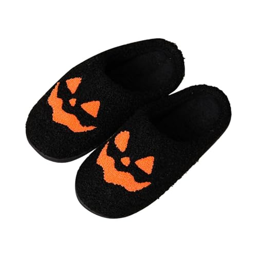 Halloween Slippers For Women Soft Cozy Plush Winter Warm House Shoes Spooky Ghost Pumpkin Memory Foam Slippers Holiday Indoor Outdoor Fur Lined Shoes - Main Image