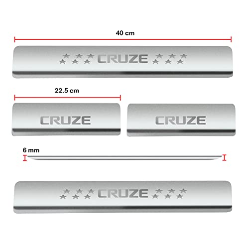 Image of AC Door Sill /Foot Step Stainless Steel Scuff Plate Plates Compatible with Chevrolet Cruze (Set of 4 Pcs)