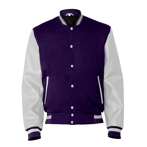 Image of Baseball Wool Letterman Varsity Faux Leather Sleeve For Men | Wool Varsity Bomber Jacket