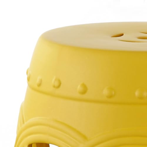 JONATHAN Y Lucky Coins 16" Ceramic Garden Stool Side Table, Matte Yellow by JONATHAN Y - Used condition - Image 7