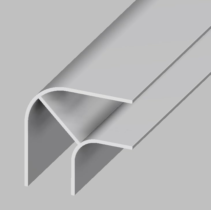 4x1000mm, 4 barras de 1m de perfil aluminio curvo 90º radio corto, ANODIZADO PLATA, para mobiliario CAMPER, H1, H2, H3. Para contrachapado o policarbonato de 15mm o 16mm. OPCIÓN DE CORTE A MEDIDA.