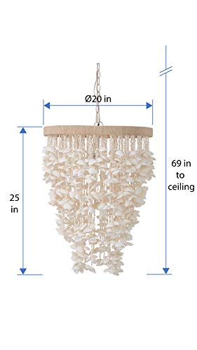 KOUBOO Seashell Ceiling Chandelier, Modern & Clamrose Shells Chandeliers & Ceiling Lights - Farmhouse, Crystal Fixtures for Bedrooms, Dining Rooms, Living Spaces, White - Image 6
