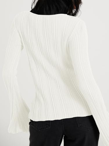 Image of Cicy Bell Womens Bell Long Sleeve Tops Going Out Knitted Fall Pullover Lightweight Sweater Shirts